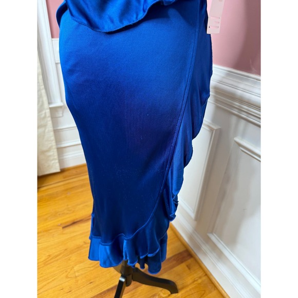 Missoni Viscose Wrap Dress in Royal Blue US Size 8 Cowl Neck Ruffle Asymmetric - Picture 7 of 10